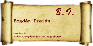 Bogdán Izaiás névjegykártya